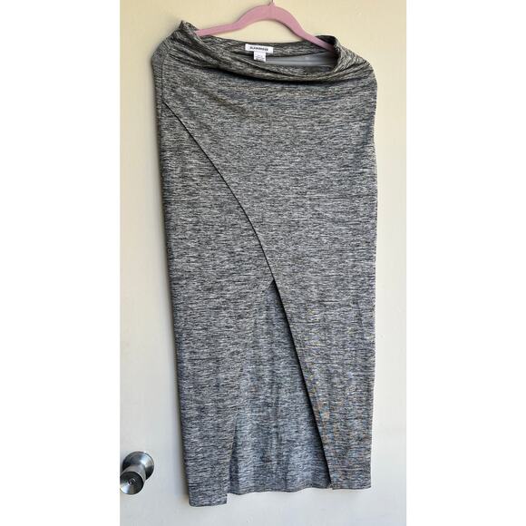 Glamorous Gray Marl Ruched Split Thigh Midi Skirt Y2K Size Medium - Picture 1 of 7